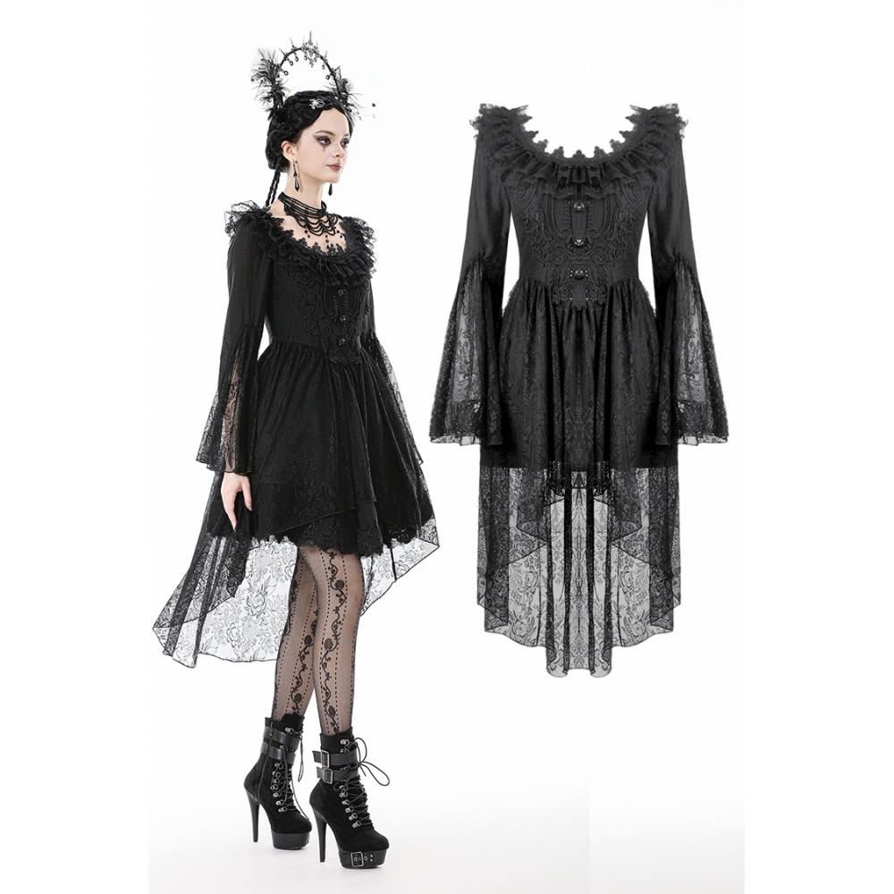 Dark in Love - Phantom Moon ?Gothic Royal Tailcoat High low dress - Black